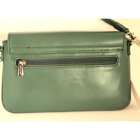 PURSE-CROSSBODY-DAVID JONES PARIS-Faux Leather-Green-Silver Tone Hardware-NEW - Picture 2 of 14